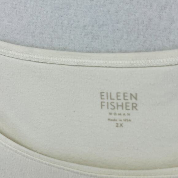 EILEEN FISHER Tank Top 2X Plus Organic Cotton Stretch Jersey Off White USA - Picture 5 of 14
